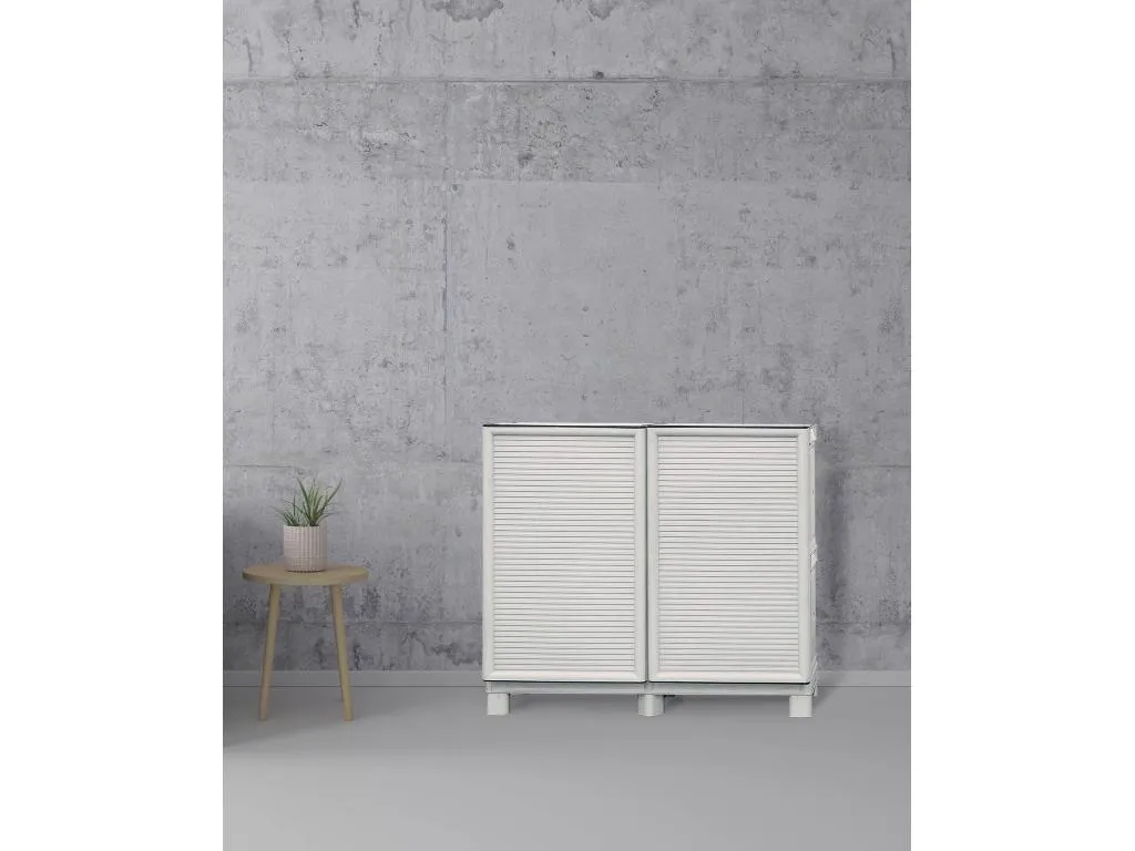 Armario de exterior Hogarve Muebles de exterior Armario de balcón multiusos Mueble de exterior Made in Italy Gris claro 100x39h92 qutz01386