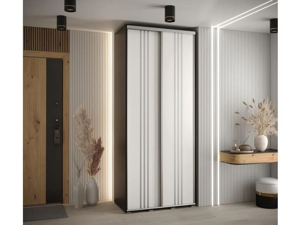 ARMARIO Alkifurniturees 6 DE PUERTAS CORREDERAS 235.2/120/60 2 puertas (Negro/Blanco/Plata) 34755YMMD