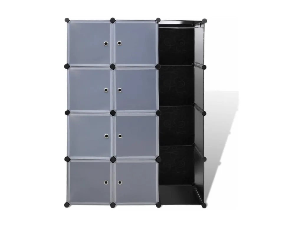 Armario modular 9 compartimentos Blanco y negro 37x115x150 cm 96431KBCA