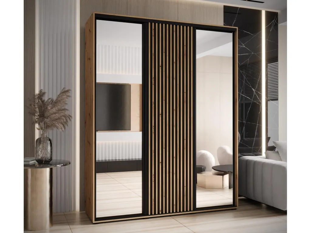 ARMARIO Mobtrendy 2 DE PUERTAS CORREDERAS 205.2/200/45 3 puertas (artisan/negro) 36979fvlq