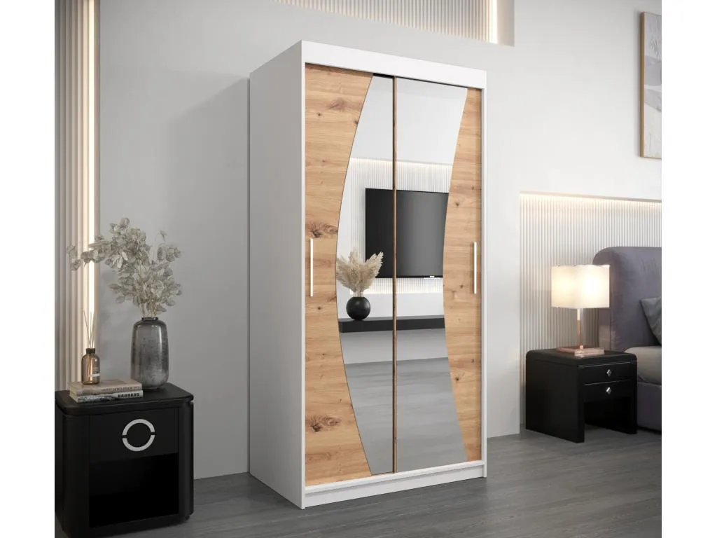 Armario Boverdeco de puertas correderas 200/100/62 2 puertas (blanco/artisan)