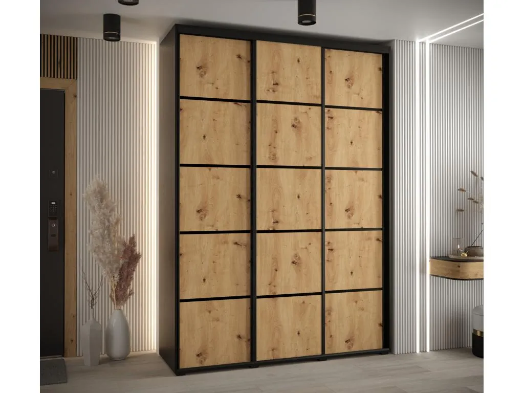 ARMARIO Hogarmini 4 DE PUERTAS CORREDERAS 235.2/180/60 3 puertas (Negro/Artisan/Negro) ucsp46972