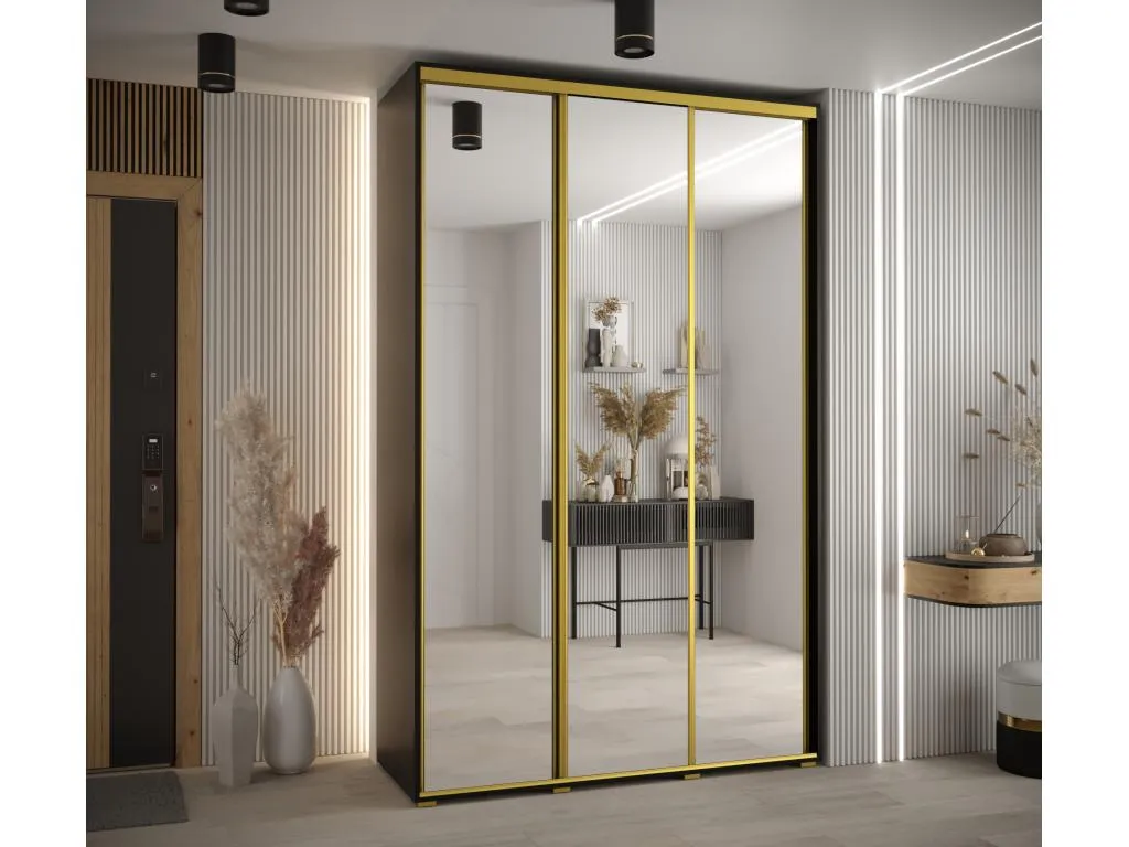 ARMARIO Francomuebleses 2 DE PUERTAS CORREDERAS 235.2/180/60 3 puertas (Negro/Negro/Oro)