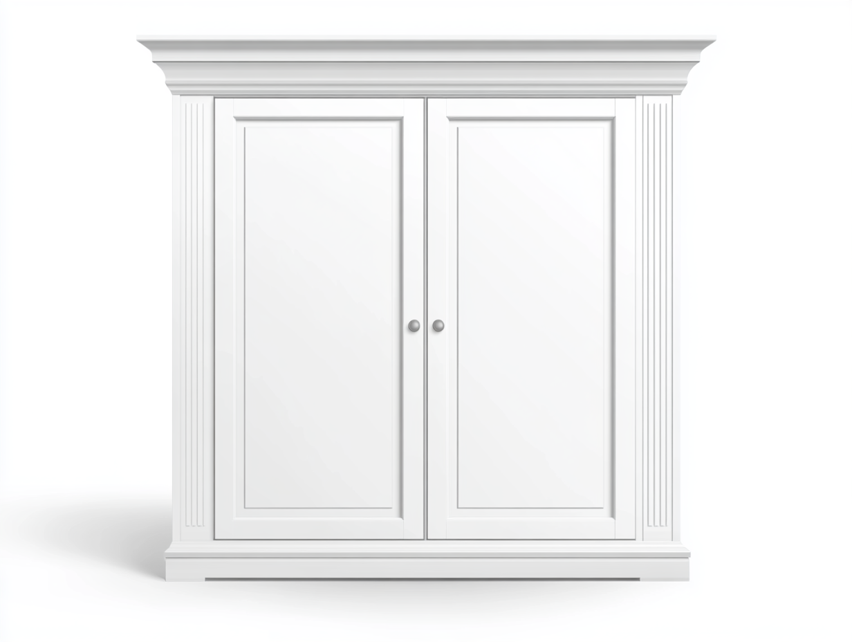 Armario clásico blanco de dos puertas para dormitorio con molduras elegantes OS6666383