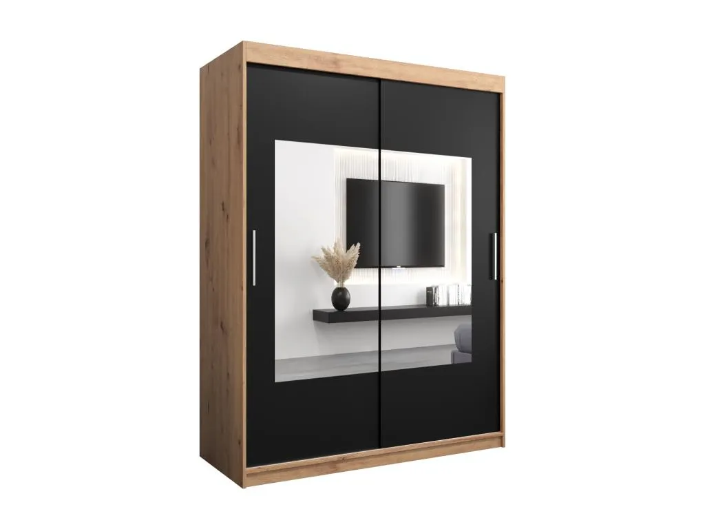 Armario Decounico de puertas correderas 200/150/62 2 puertas (artisan/negro)