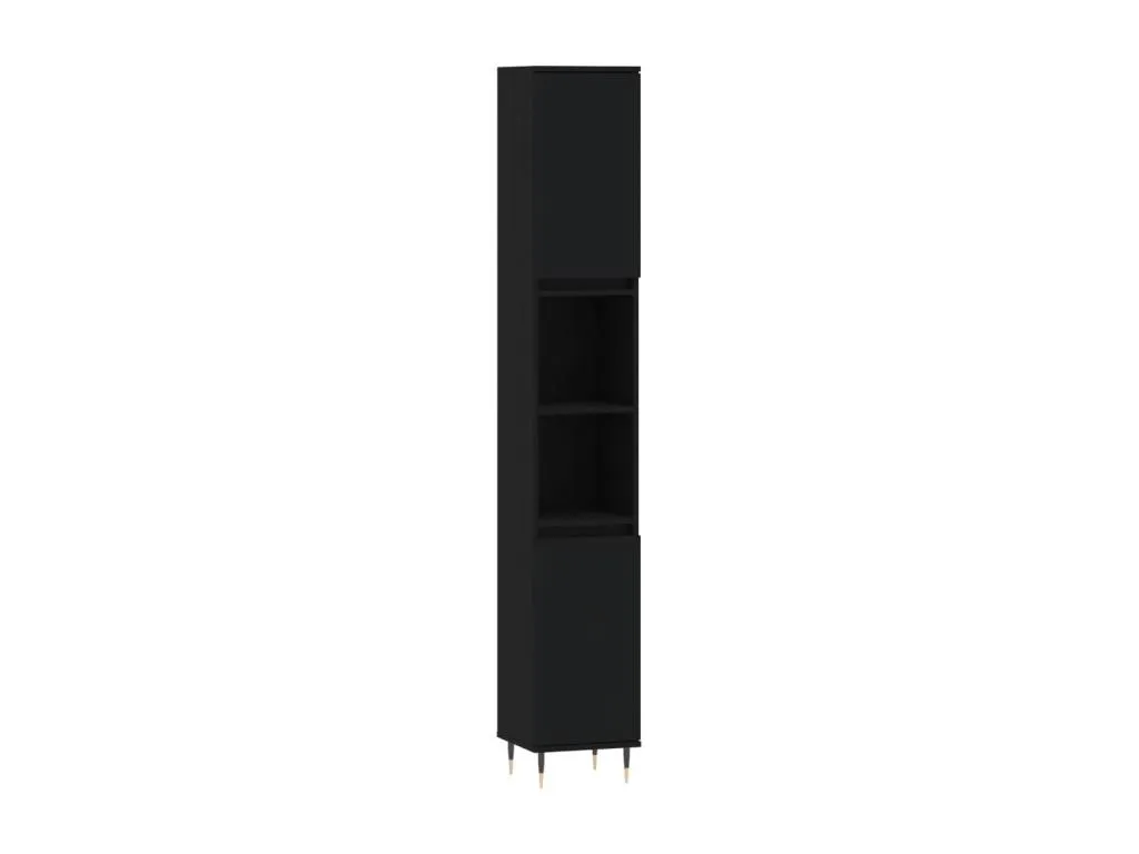 Armario de baño Luxmbls contrachapada negro 30x30x190 cm 33108HIIM