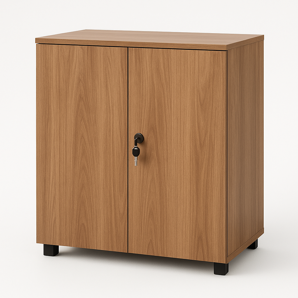 Armario de madera melamina roble 80x100x40 cm con cerradura marrón