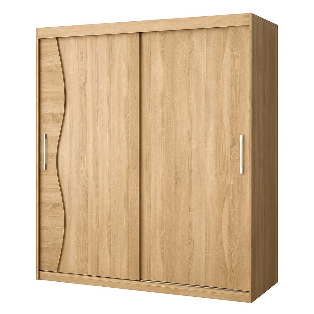 Armario Puertas Correderas Dormitorio 200cm Roble Claro Madera