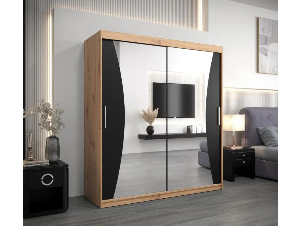ARMARIO Homepleno DE PUERTAS CORREDERAS 200/180/62 2 puertas (artisan/negro) vutq09059
