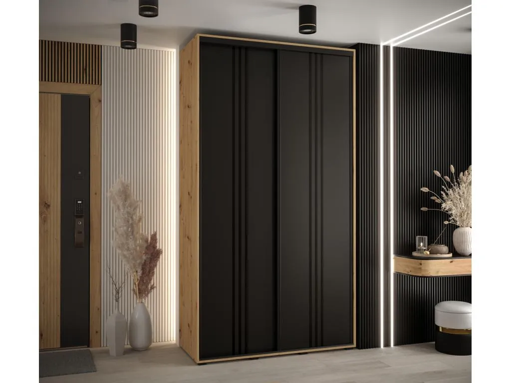 ARMARIO Banakdecoracion 6 DE PUERTAS CORREDERAS 235.2/140/45 2 puertas (Artisan/Negro/Negro) 41491XERZ