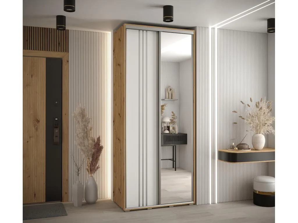 ARMARIO Luxmbls 7 DE PUERTAS CORREDERAS 235.2/100/60 2 puertas (Artisan/Blanco/Plata) ZPIV59227