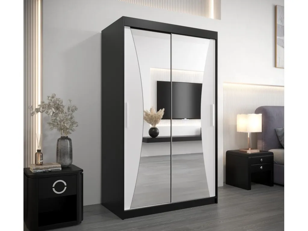 ARMARIO Kavehomedeco DE PUERTAS CORREDERAS 200/120/62 2 puertas (negro/blanco) 50923FLEI