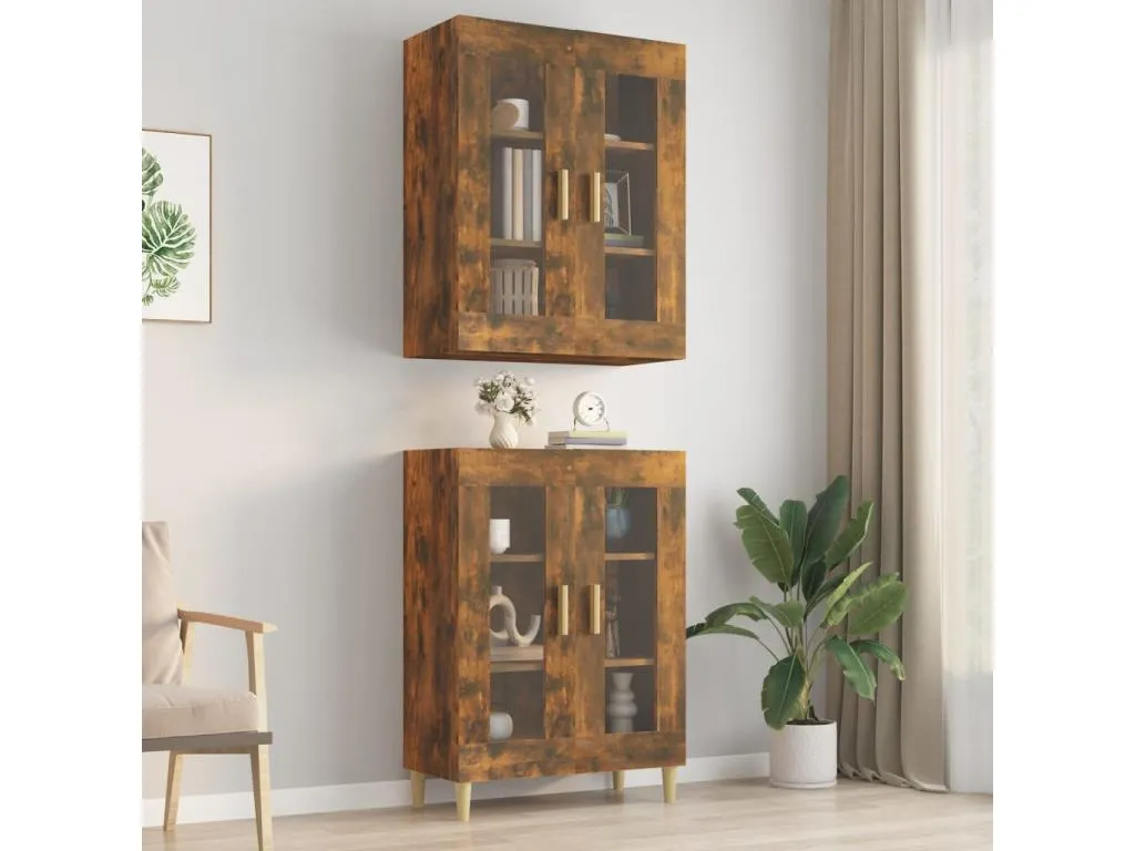 Armario colgante de pared Kavehomedeco ahumado 69.5x34x90 cm 99723ZNCR