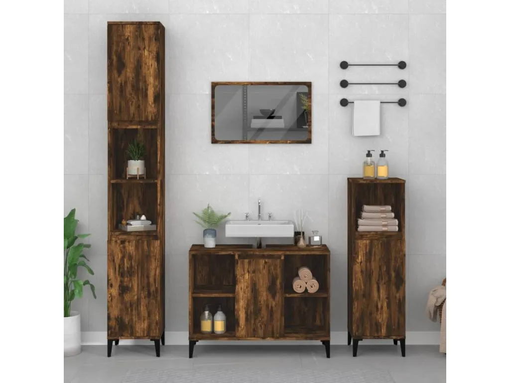 Armario de lavabo Decoencanto contrachapada Decoencanto ahumado 80x33x60cm