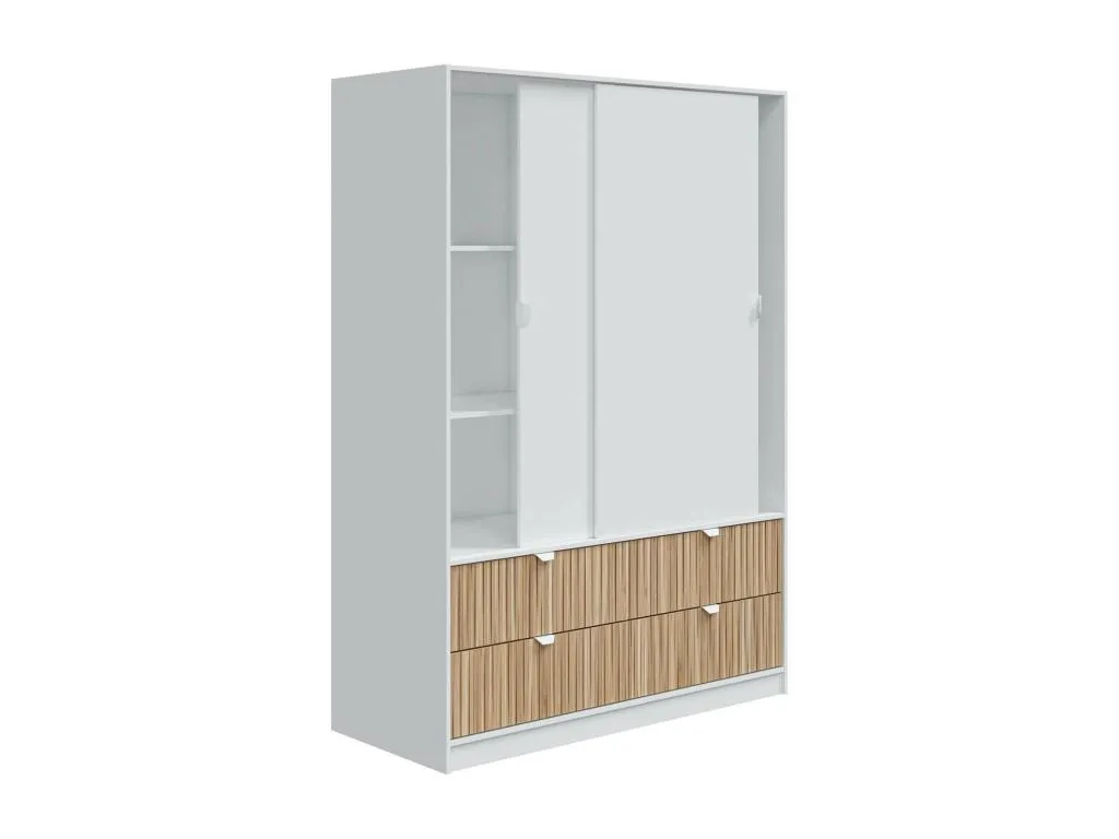 Armario 2 puertas Francomuebleses Muebles de dormitorio Vestidor Armario de ropa 140x60 h200 cm Blanco y Francomuebleses
