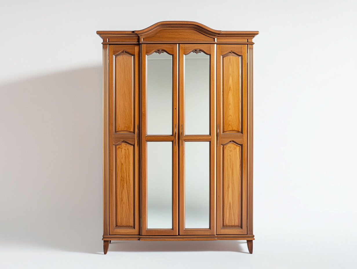 Armario de madera maciza con espejos estilo clásico para dormitorio 180x120x50 cm - nogal funcional y elegante