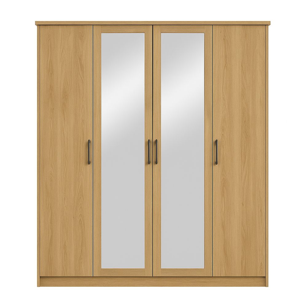 Armario de madera con espejos, armario moderno de almacenamiento, vestidor elegante, dormitorio funcional, armario de puertas correderas