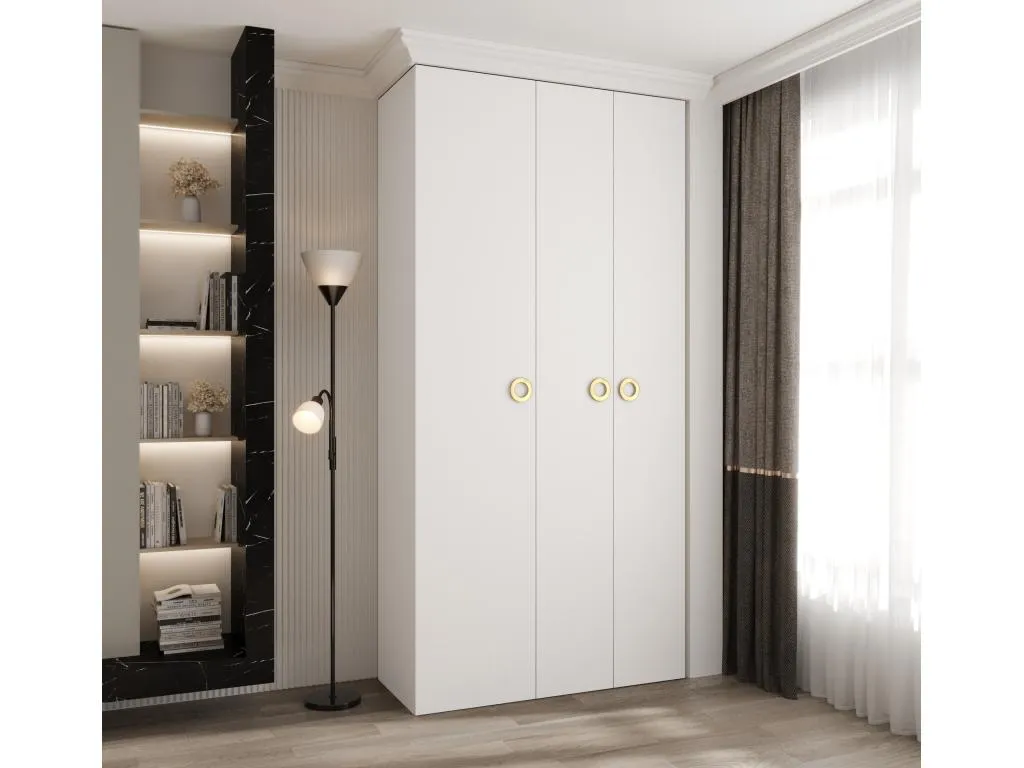 Armario Homepleno 1 con puertas batientes 245.5/120/40 3 puertas (blanco/oro) 85557pcgg