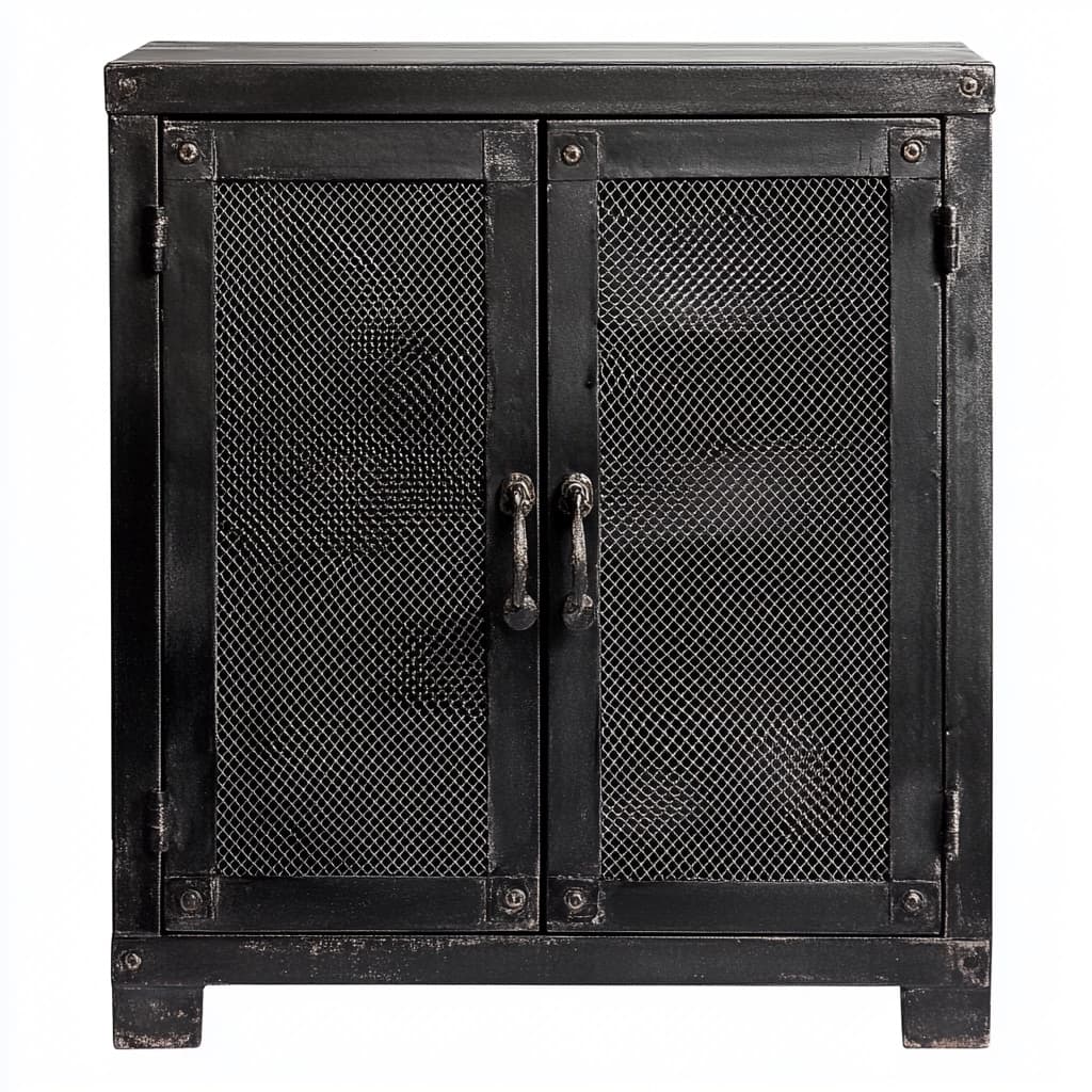 Armario industrial metálico negro para salón de almacenamiento diseño vintage 80x80x40 cm mueble auxiliar