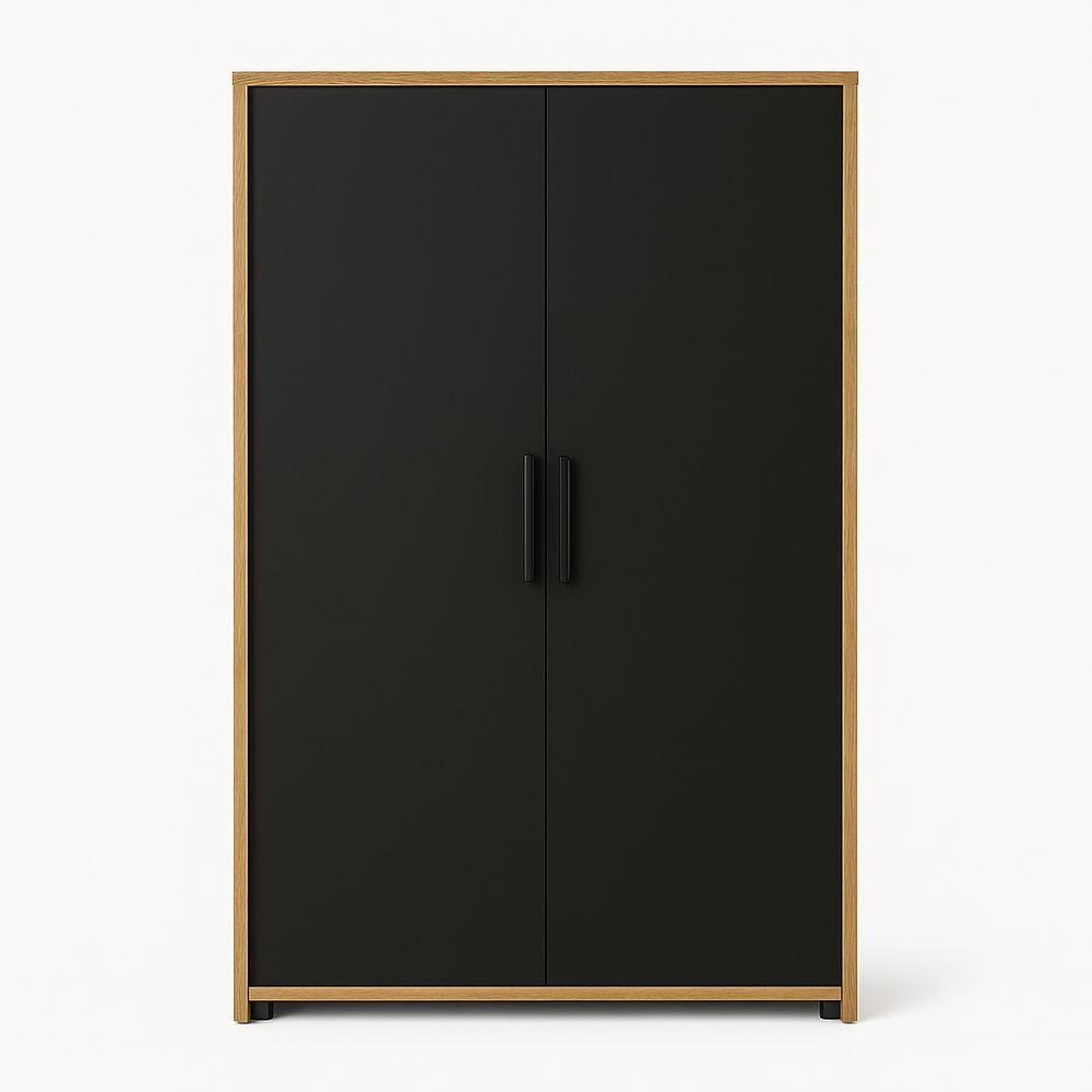 Armario Alto 120x60x200 cm Dormitorio Madera Negro Armario Almacenamiento