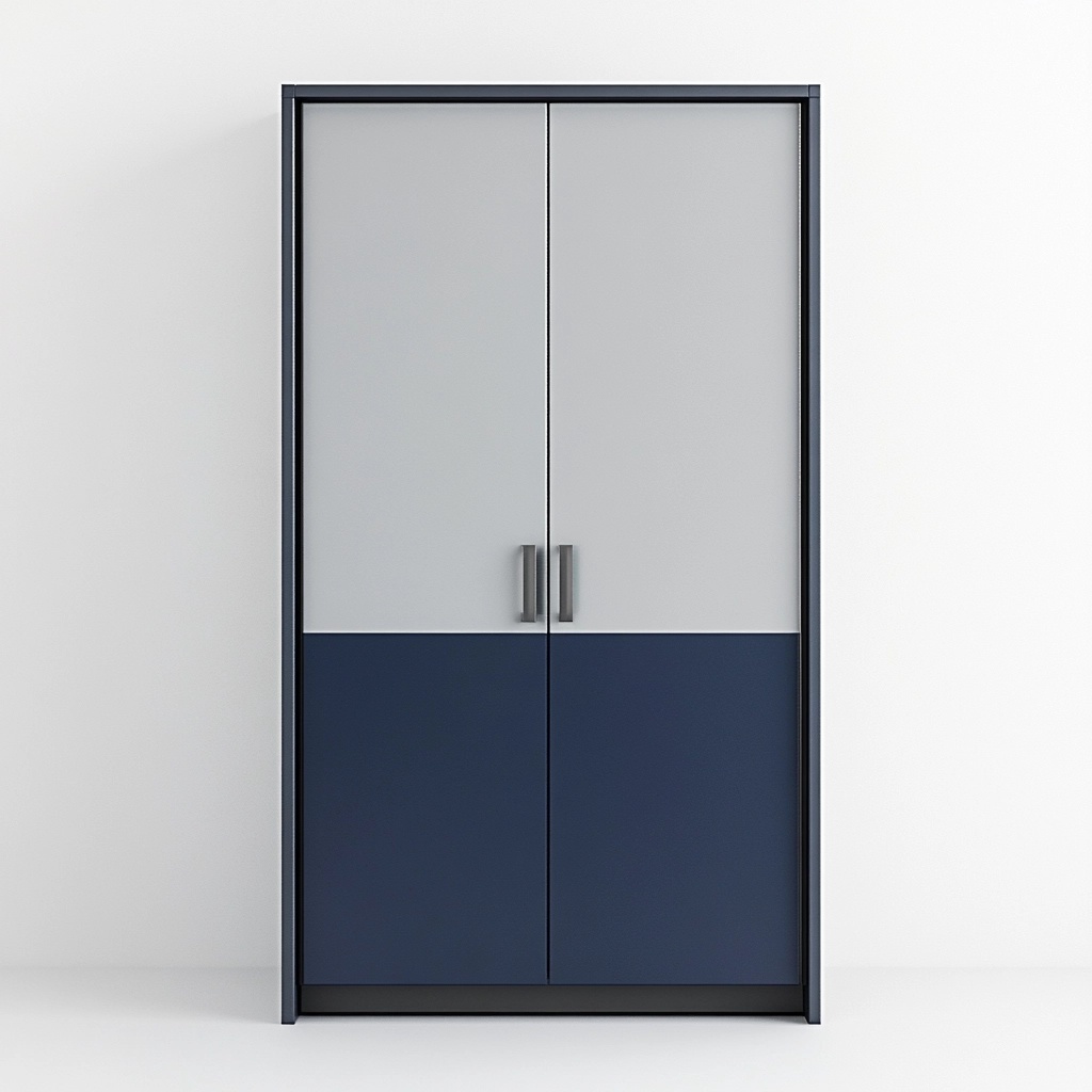 Armario moderno gris y azul de MDF resistente, gran capacidad de almacenamiento, 200x120x50 cm LL9839005
