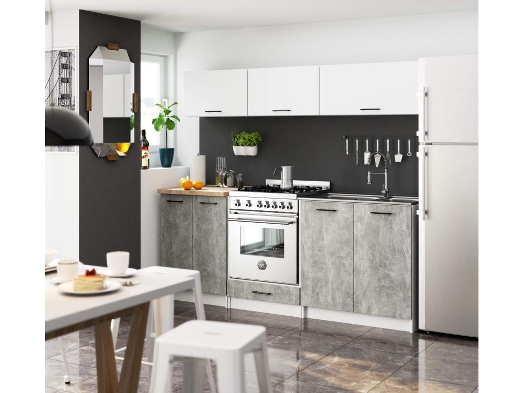 Armario de cocina para horno S60 sistema Homelyvo Blanco 60 cm 1 puerta color Hormigón mate 1 estante 60x55x82 cm