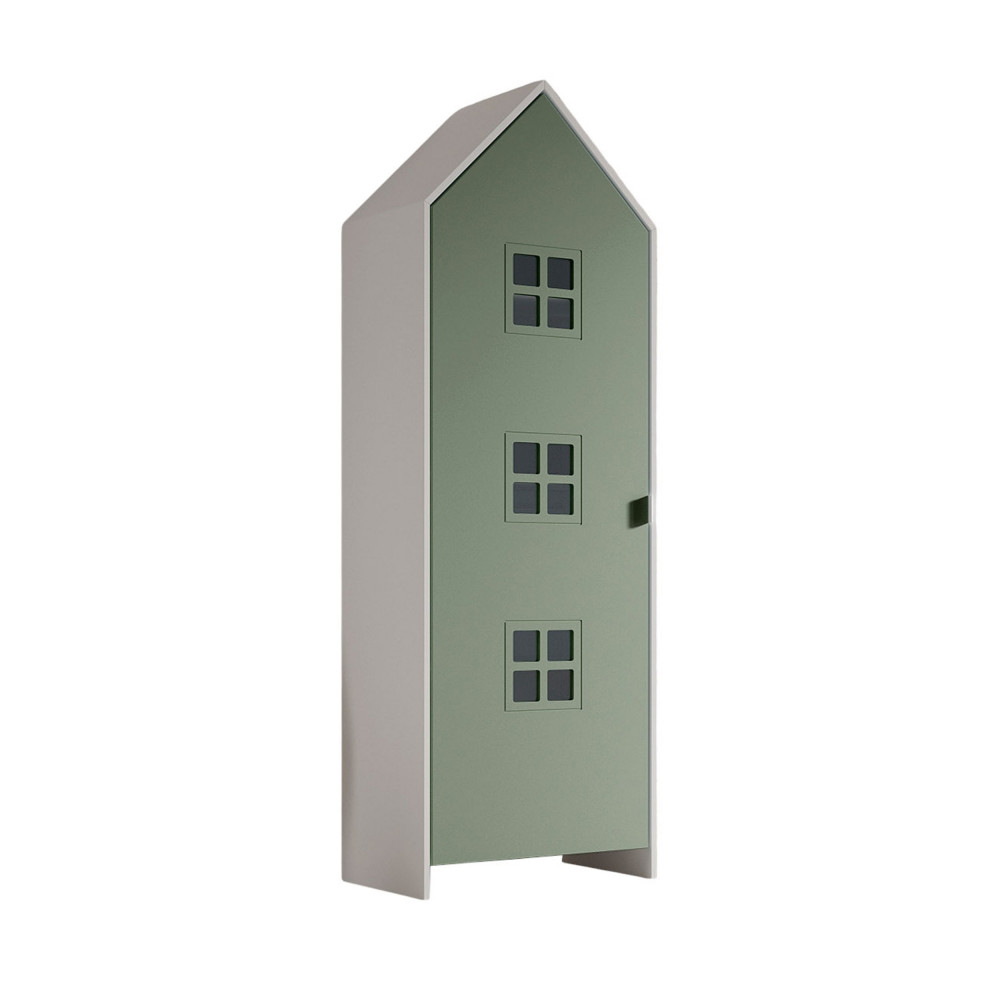 Armario infantil en madera pintado verde ha3902l4
