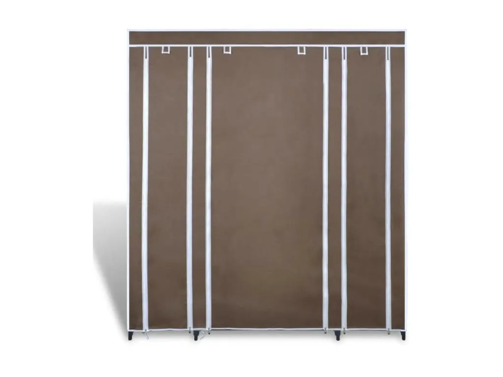 Armario de tela con compartimentos y varillas en color marrón dimensiones 45x150x176 cm evhe11809