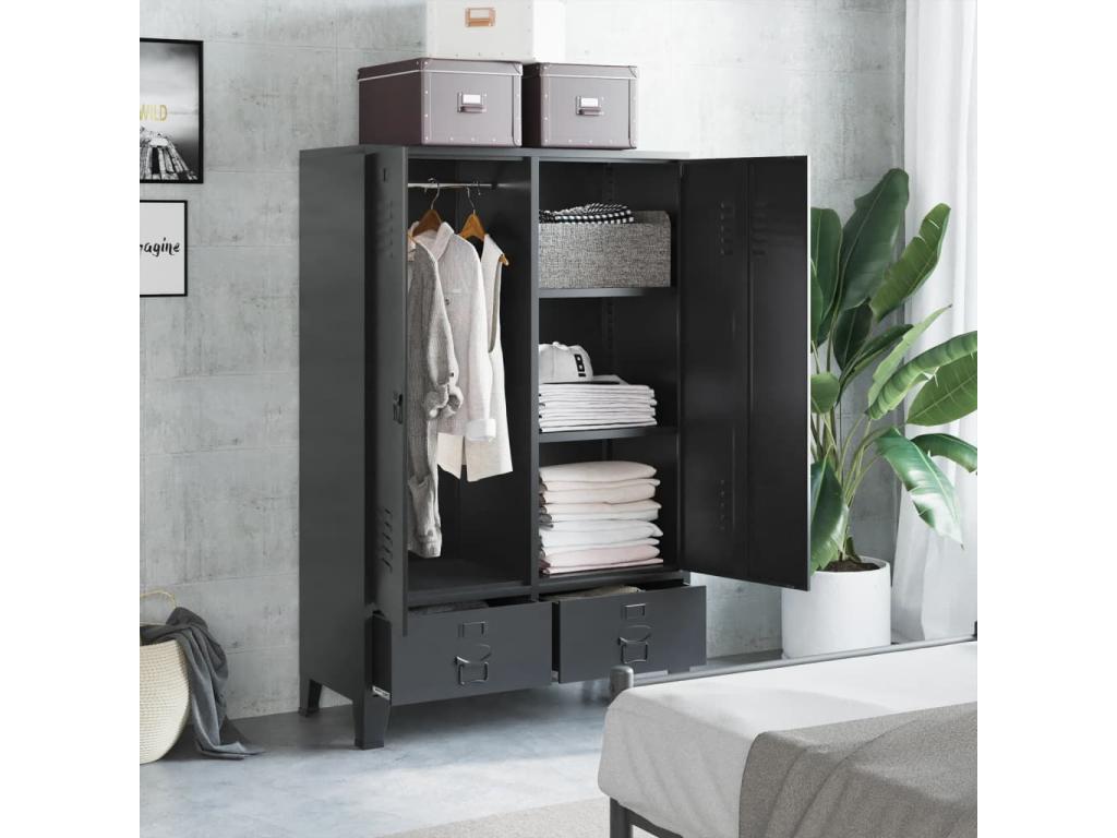 Armario industrial negro 90x40x140 cm acero 30573BEFN