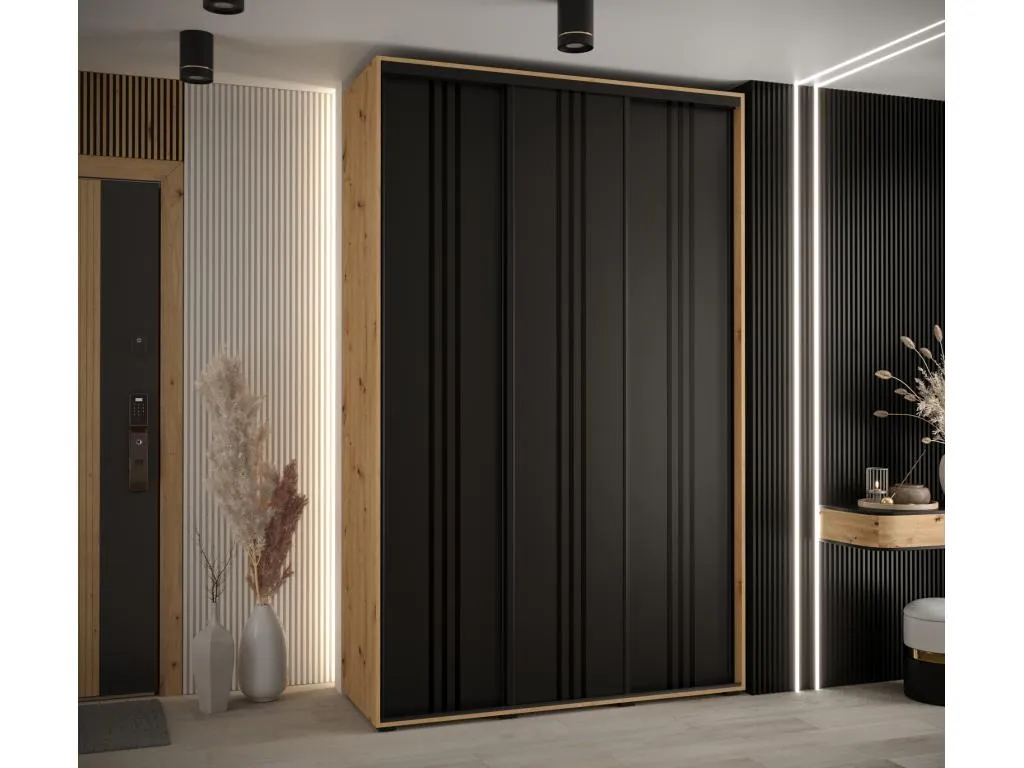 ARMARIO Mueblestop 6 DE PUERTAS CORREDERAS 235.2/150/45 3 puertas (Artisan/Negro/Negro) 04730GQZQ