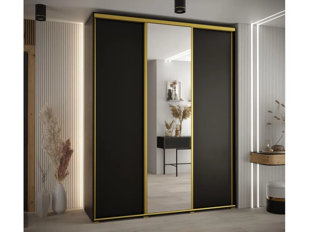 ARMARIO Boverdeco 3 DE PUERTAS CORREDERAS 235.2/190/45 3 puertas (Negro/Negro/Oro)