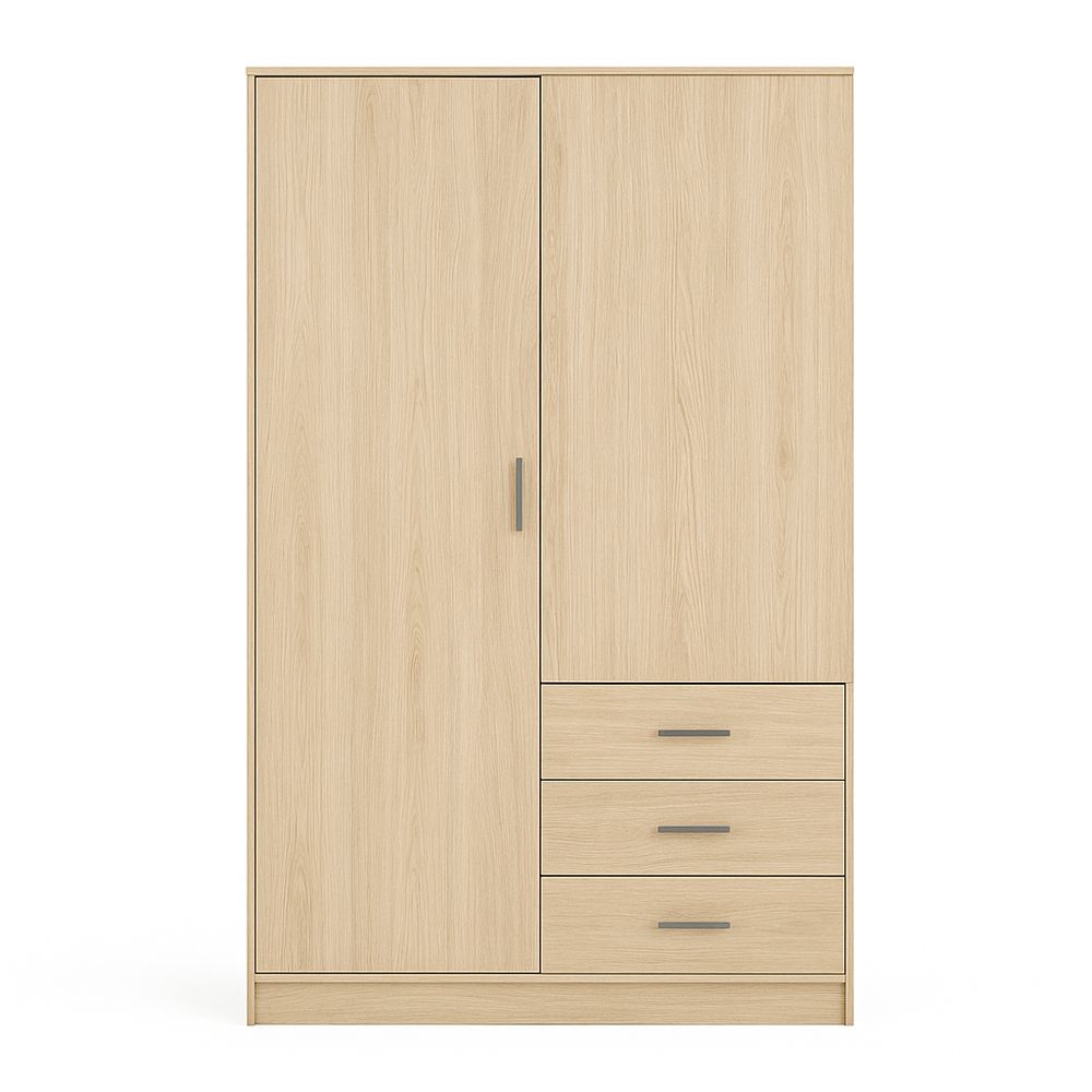 Armario ropero de madera de estilo moderno con 2 puertas y 3 cajones,ideal para dormitorio,color natural