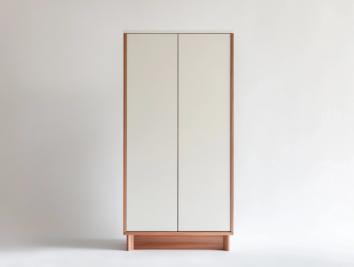 Armario moderno de madera color blanco y roble 180x80x50cm para dormitorio almacenamiento estilo minimalista
