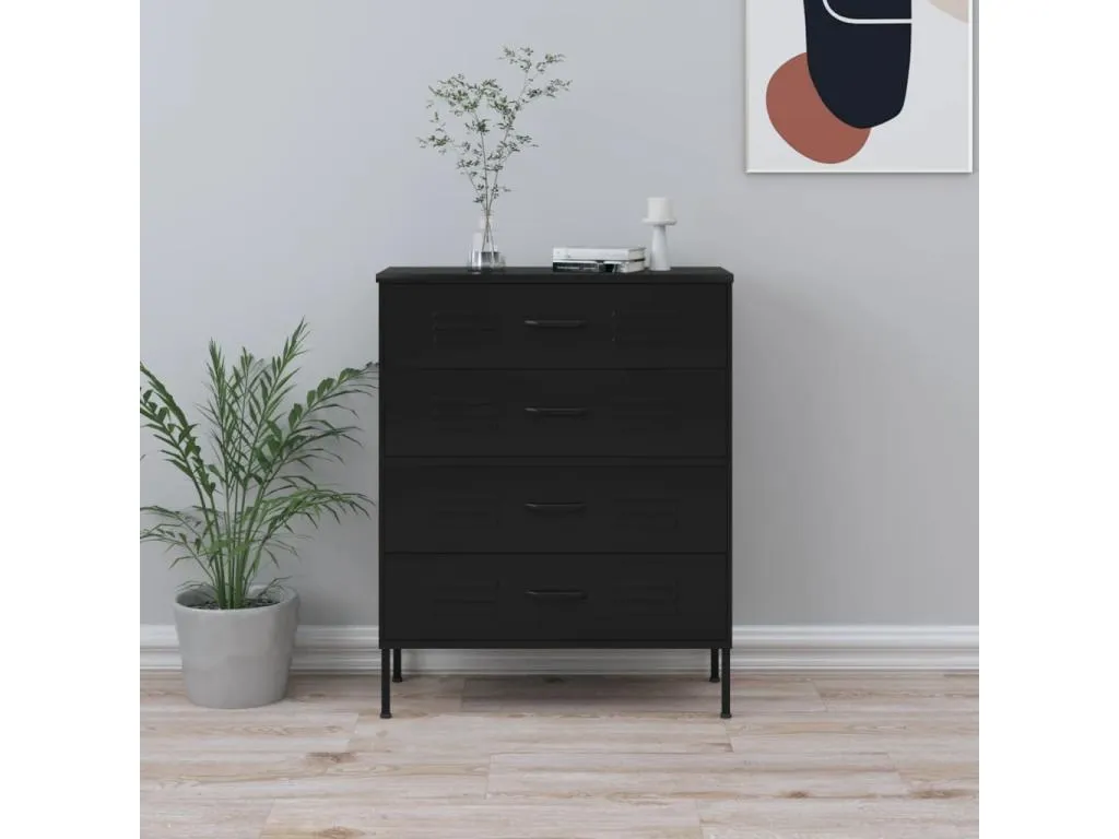 Armario de cajones de acero negro 80x35x101.5 cm 96304xtjo