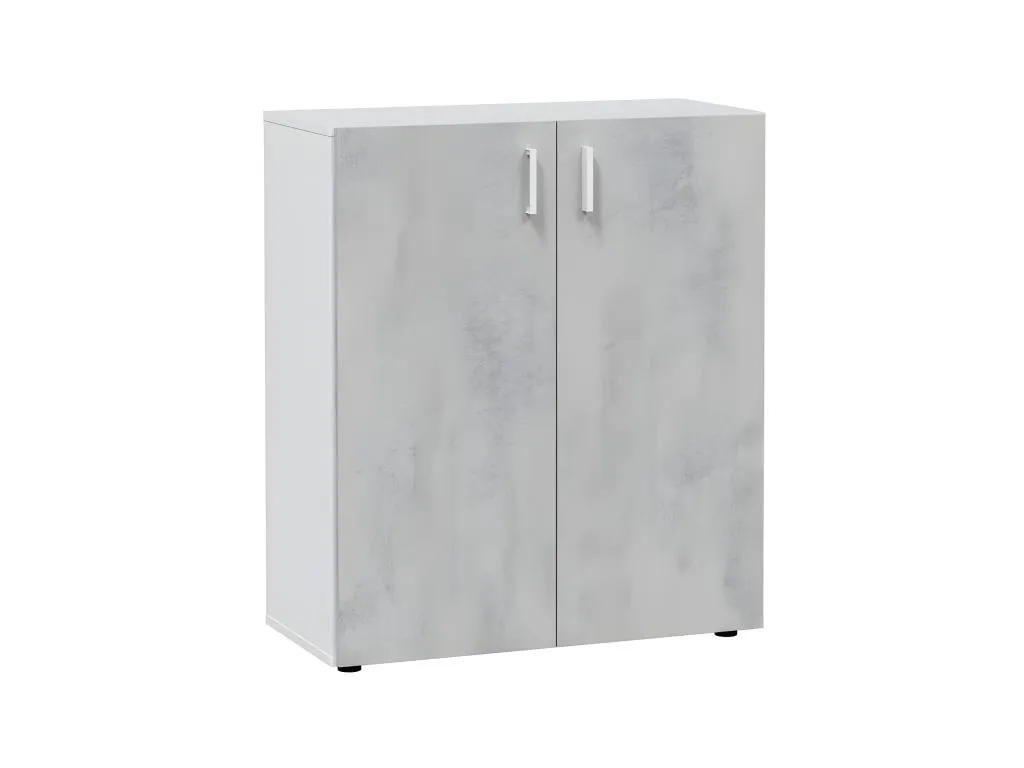 Armario Multiusos 2 puertas bajo Blanco - Cemento