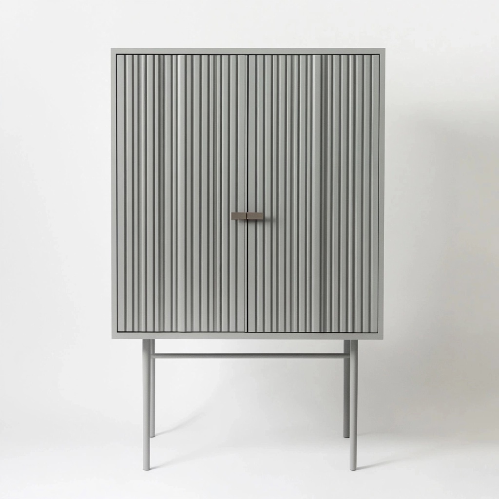 Armario alto moderno gris para salón, estructura de madera con patas metálicas, 90x40x140 cm XY7951842