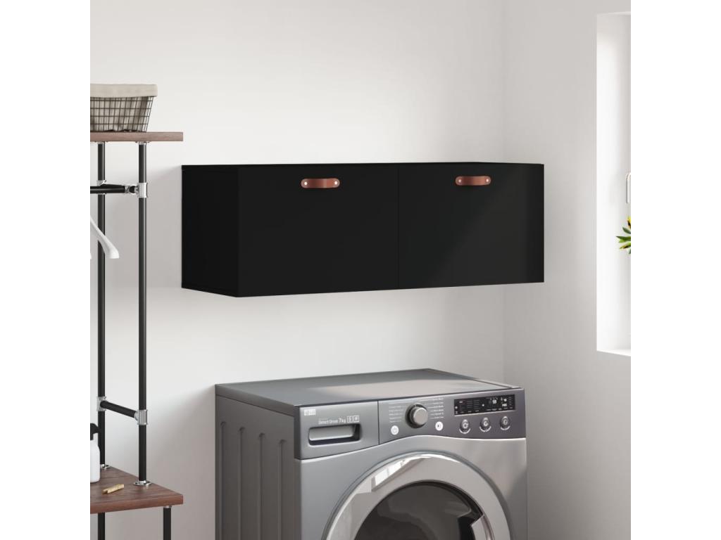 Armario de pared madera de ingeniería negro 100x36 - 5x35 cm