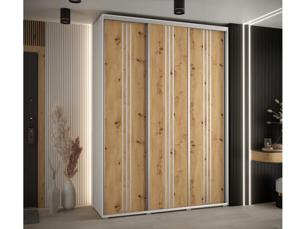 ARMARIO Mobtrendy 6 DE PUERTAS CORREDERAS 235.2/180/45 3 puertas (Blanco/Artisan/Plata) gikm00903