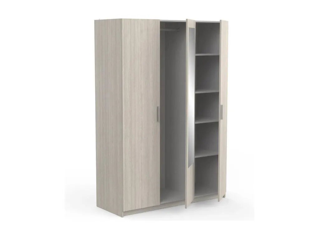 Armario con 3 puertas 1 espejo y perchero L133.5 cm - Modelo Pricy3 AM8422669