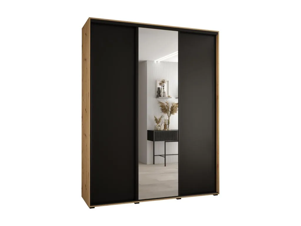 ARMARIO Hogarve 3 DE PUERTAS CORREDERAS 235.2/200/45 3 puertas (Artisan/Negro/Negro) ptpk25176