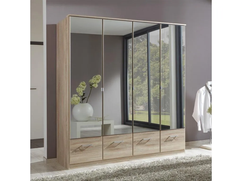 Armario 4 puertas con espejo y 4 cajones - L179 cm 63328pijv