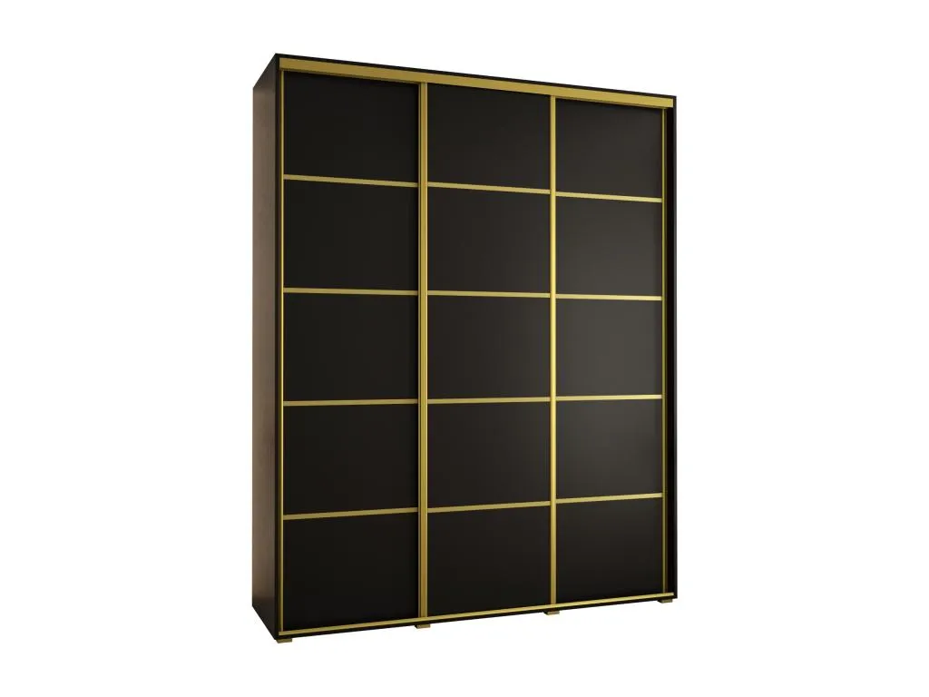Armario Vivirsingular con 4 puertas correderas medidas 235.2/200/60 3 puertas en tonos Negro/Negro/Oro xawz07533