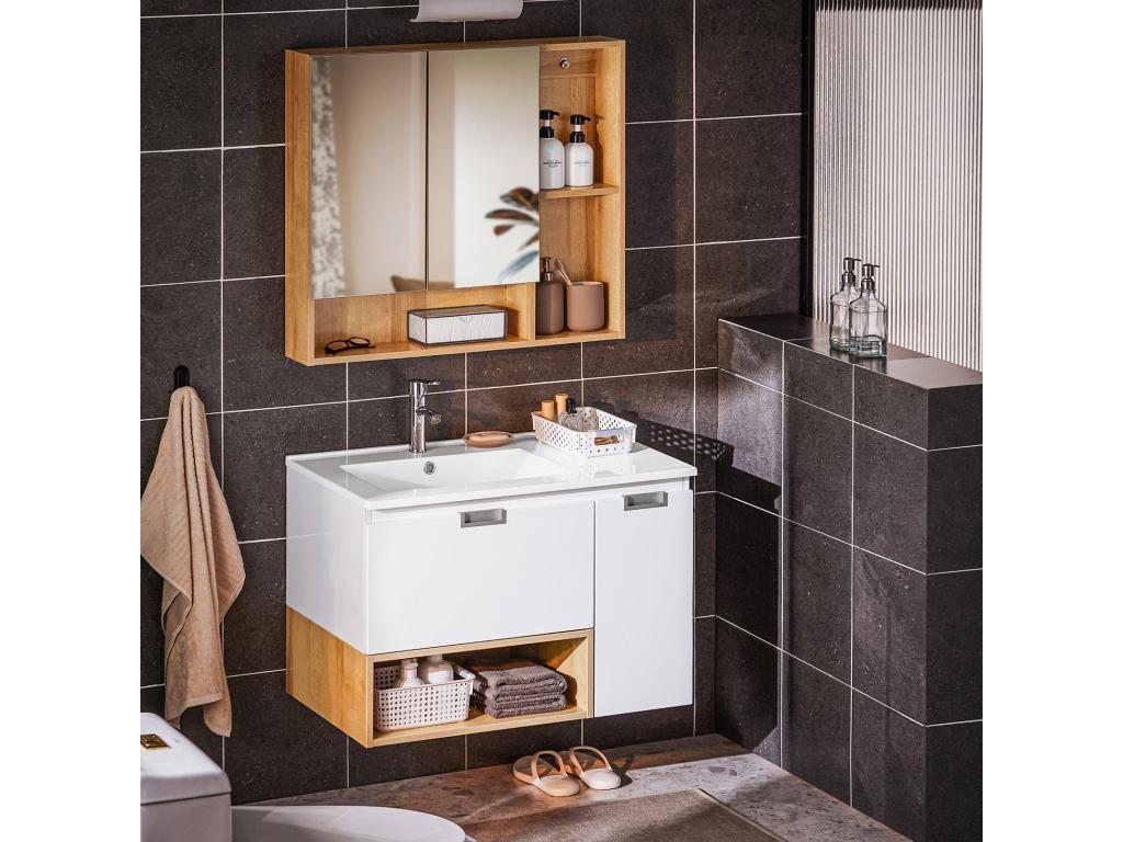 Mueble con Lavabo Armario Colgante para Cuarto BZR178-Confortzx