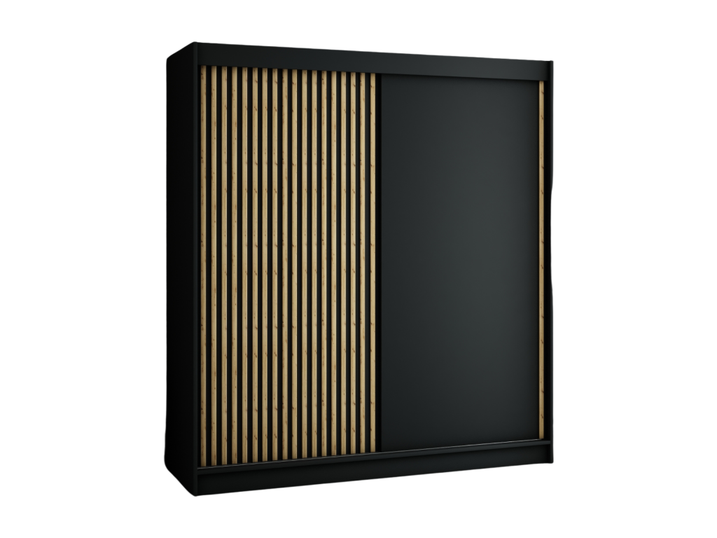 ARMARIO Mueblesclasic DE PUERTAS CORREDERAS 200/200/62 2 puertas (negro/negro/artisan)