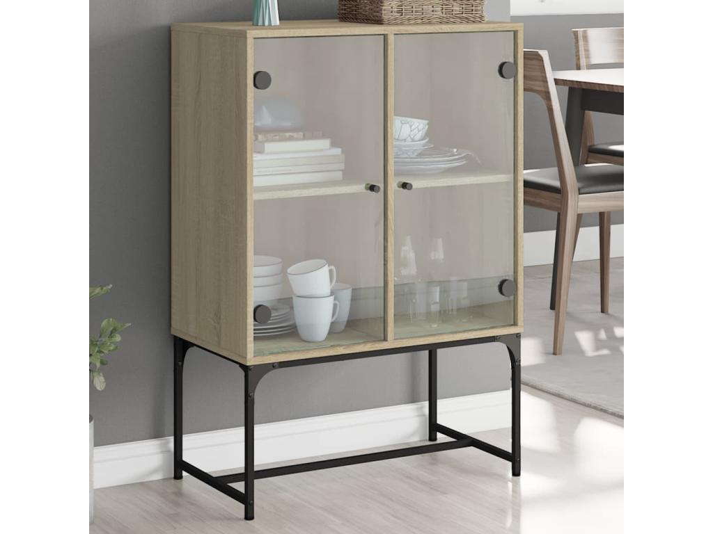 Armario auxiliar puertas de vidrio Decopractico 69x37x100 cm 86273XGSU
