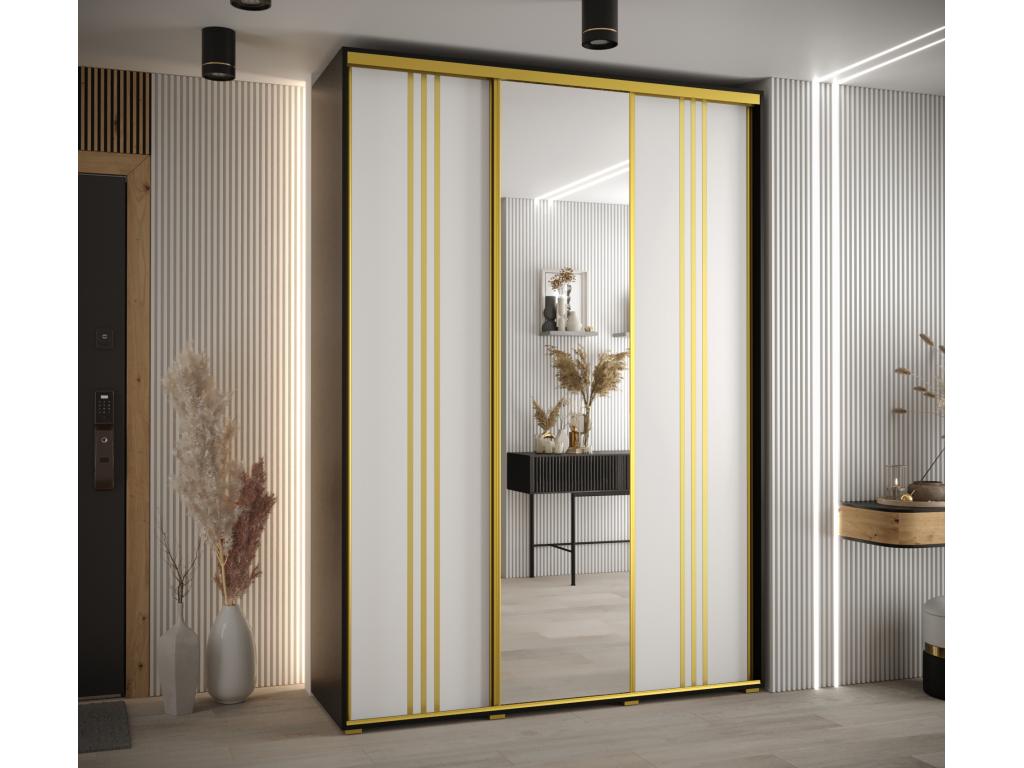 ARMARIO Hogarve 7 DE PUERTAS CORREDERAS 235.2/170/45 3 puertas (Negro/Blanco/Oro) 19728qffh