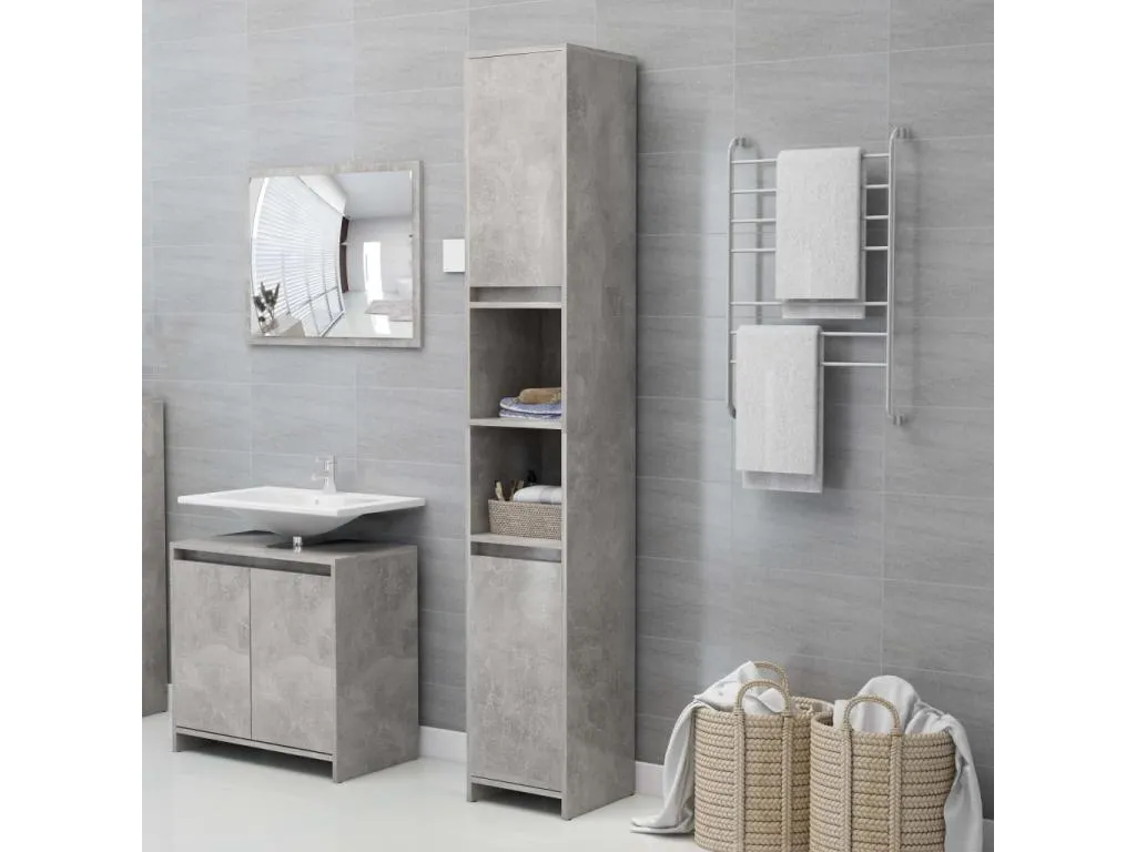 Armario de baño contrachapada gris hormigón 30x30x183.5 cm