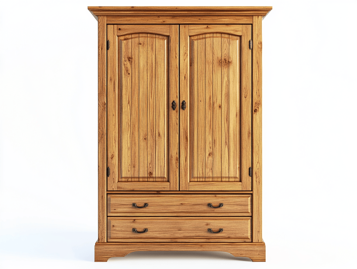 Armario rústico de madera con 2 puertas y 2 cajones para dormitorio clásico