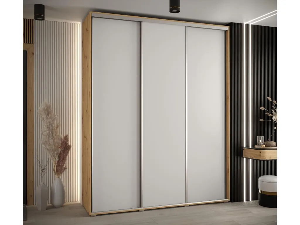 ARMARIO Vivircalido 1 DE PUERTAS CORREDERAS 235.2/190/60 3 puertas (Artisan/Blanco/Plata) txdc15133