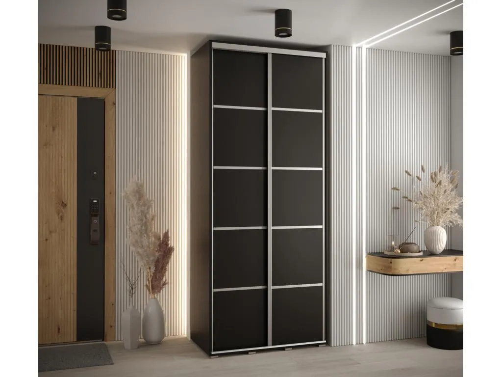 ARMARIO Decoencanto 4 DE PUERTAS CORREDERAS 235.2/100/45 2 puertas (Negro/Negro/Plata)
